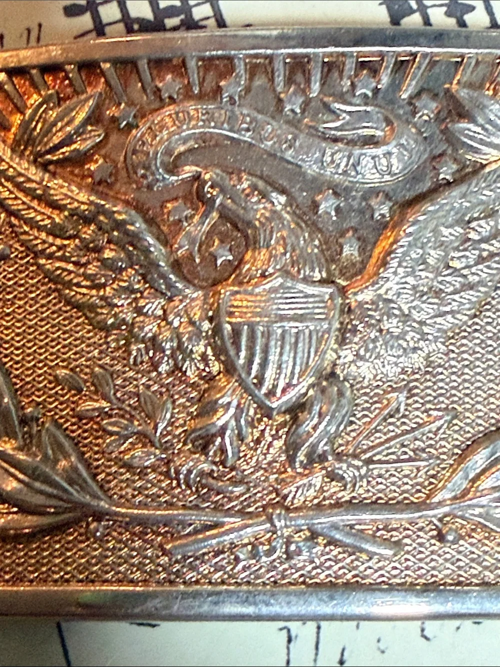Vintage US Great Seal Eagle Belt Buckle E Pluribus Unum Brass Color